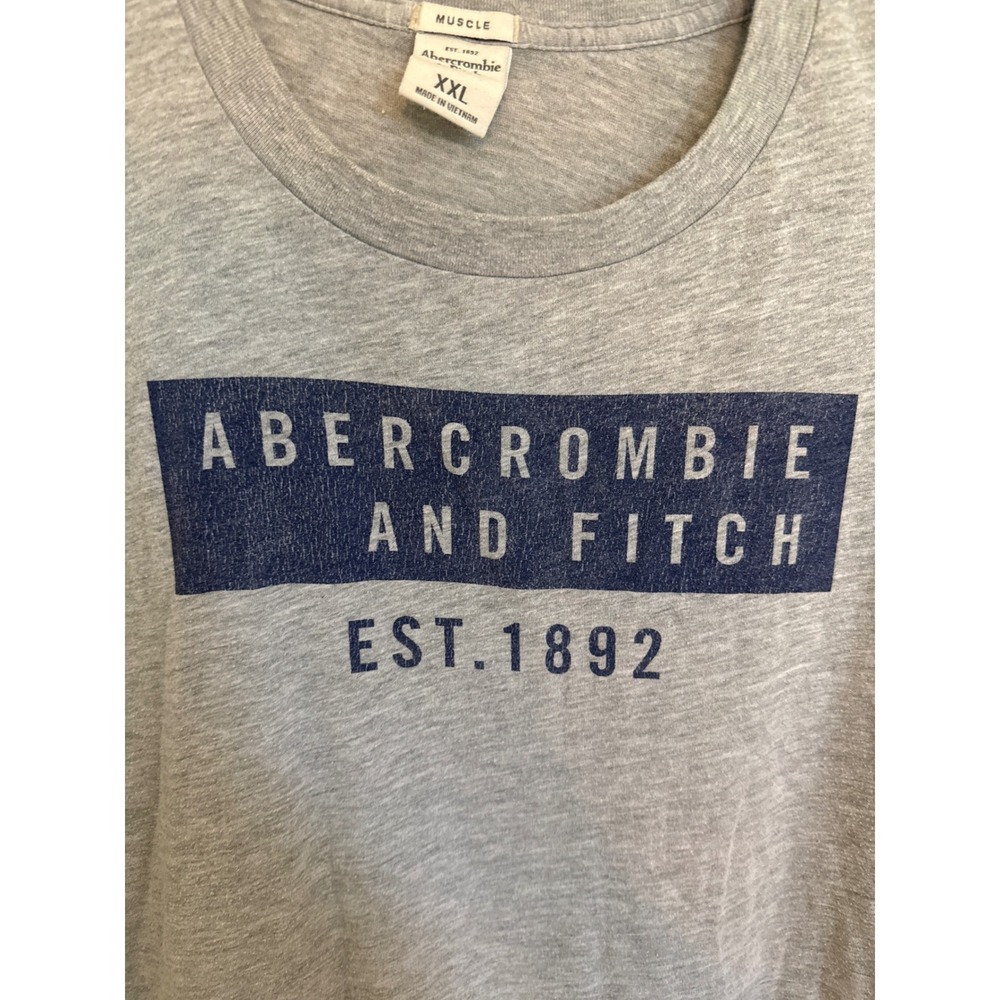 Abercrombie & Fitch Mens Muscle Fit Graphic T-Shirt Grey Blue EST 1892 XXL - Picture 2 of 7